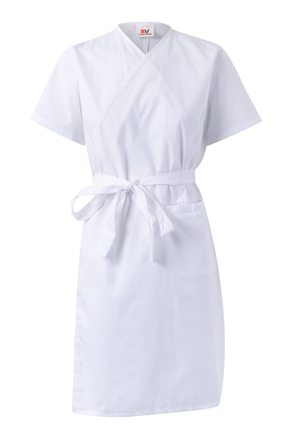 Bata blanca de mujer manga larga combinada con vivos VELILLA Serie BC908,  comprar online